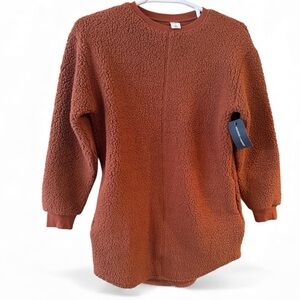 MELROSE AND MARKET TEDDY BEAR SHERPA PULLOVER COZY OVERSIZED TUNIC XS